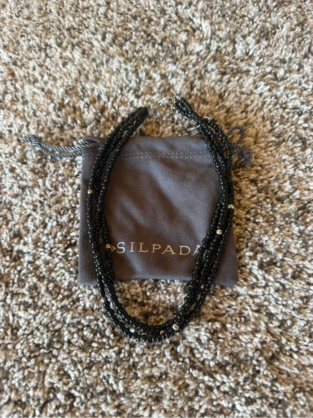 Silpada Black Multi-Strand Beaded Necklace - Glossy Black